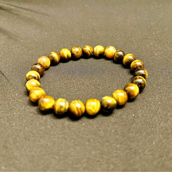 8mm Tiger Eye Stone Beaded Bracelet Healing Crystal Beaded Bracelet - Picture 3 of 6